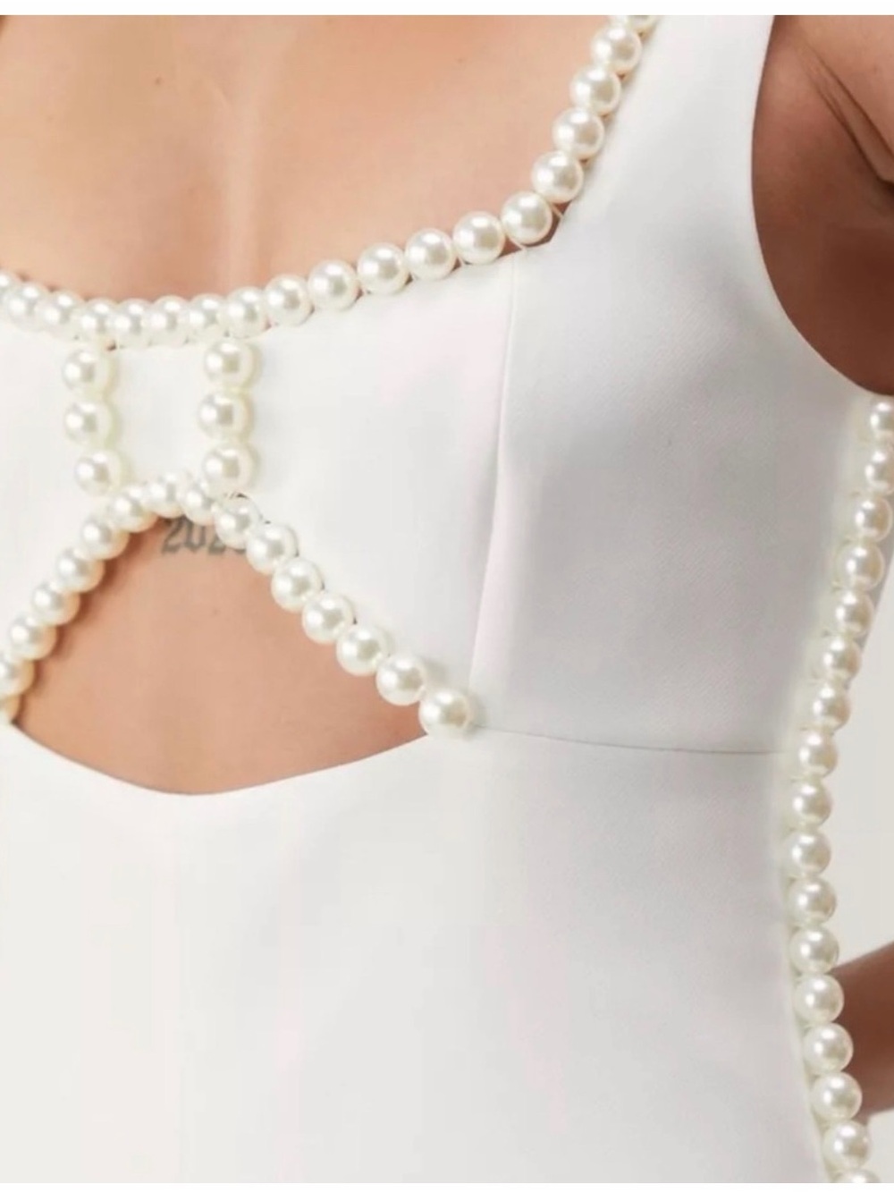 Nasty Gal White Pearl-Trim Cutout Romper - Picture 2 of 7